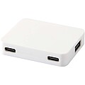 Gaia 4-port USB hub with USB-A and Type-C output and dual input - made from recycled plastic, white