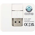 Gaia 4-port USB hub with USB-A and Type-C output and dual input - made from recycled plastic, white