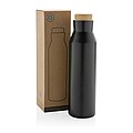 Gaia RCS certified recycled stainless steel vacuum bottle, black
