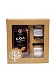 gift set of coffee, pâtés with almonds and wild plums with almonds
