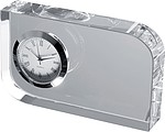 Glass block with small clock, transparent