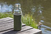 Glass bottle with neoprene sleeve