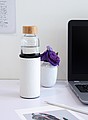 Glass bottle with textured PU sleeve,white