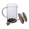 Glass coffee or tea maker with a bamboo lid