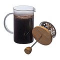 Glass coffee or tea maker with a bamboo lid