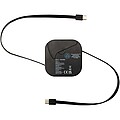 Gloas 5-in-1 recycled retractable data sync and 100W fast charge cable with smartphone tool kit, solid black
