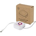 Gloas 5-in-1 recycled retractable data sync and 100W fast charge cable with smartphone tool kit, white