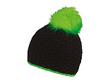 Glow fur winter hat, neon green+black
