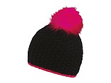 Glow fur winter hat, neon pink+black