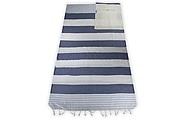 Hamam folding bag, 100% cotton prewashed Navy / Light Blue