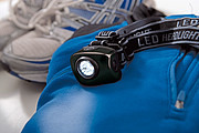 Head lamp with 5 strong LED lights, light flashes or burns normally,colour silver