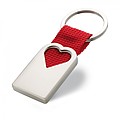 Heart metal key ring, red