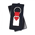 Heart metal key ring, red