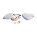 Heart tin box with candies, white