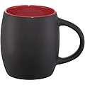 Hearth ceramic mug with wood lid/coaster, black/red