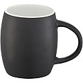 Hearth ceramic mug with wood lid/coaster, black/white