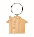 House shaped bamboo key ring