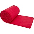 Huggy fleece plaid blanket with carry pouch 220x250 cm, red