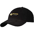 Hutton 6 panel recycled corduroy cap, solid black
