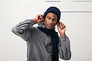 Impact AWARE™ Polylana® knitted scarf 180 x 25cm, navy