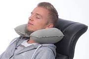 Inflatable soft travel pillow, grey