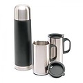 Insulation flask with 2 mugs, black