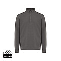 IQONIQ Elgon recycled cotton quarter zip sweater, anthracite