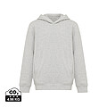 Iqoniq Yengo kids recycled cotton hoodie with sidepockets, light heather grey, size 7/8