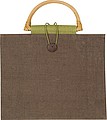 Jute bag with bamboo grip, green