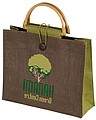 Jute bag with bamboo grip, green