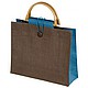 Jute bag with bamboo grip, light blue