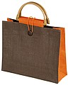 Jute bag with bamboo grip, orange