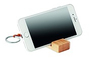 Key ring with Smartphone stand in bamboo.