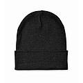 Knitted beanie with cuff, black