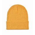 Knitted beanie with cuff, yellow