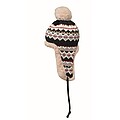 Knitted beanie with ear flap, grey