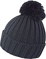 Knitted Hat with Pompon, black
