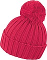 Knitted Hat with Pompon, red