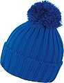 Knitted Hat with Pompon, royal blue