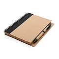 Kraft spiral notebook with pen, black