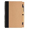 Kraft spiral notebook with pen, black