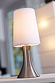 Lamp with a touch area on the bottom and a dimmer (3 levels),colour silver, white