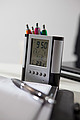LCD alarm clock/ pen holder 