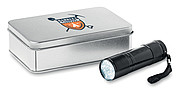 LED torch in tin box