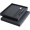 Legato Elegance A5 hard cover notebook and rollerball pen set, solid black