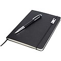 Legato Elegance A5 hard cover notebook and rollerball pen set, solid black