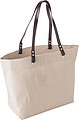 Linen (260 gr/m2) beach bag with PE handles.