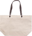 Linen (260 gr/m2) beach bag with PE handles.