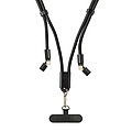 LoopAmp RCS RPET adjustable phone cord with 60W cable, black