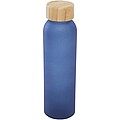 Lume 500 ml matte soda lime glass bottle with bamboo lid, ocean blue